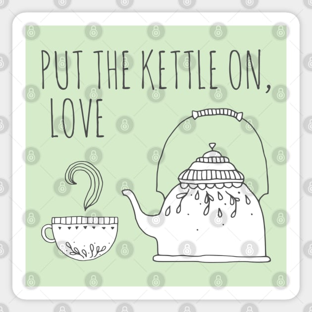 Put the kettle on, love - simple line drawing Sticker by Ofeefee